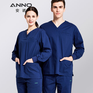 Anno long-sleeved hand-washing uniforms for doctors and nurses, solid color korean style slim-fitting operating room uniforms, clean room uniforms, customizable printing and embroidery, navy m