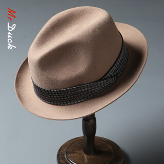 Mr duck 30% off exclusive products on clearance pure wool hat for men and women autumn and winter classic houndstooth british top hat gentleman hat versatile mw462187-light brown camel l (suitable for 58-59.5cm head circumference)
