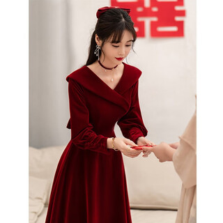 Seidler toast wear bride 2025 new burgundy engagement dress out-of-pavilion dress back home winter women burgundy xl
