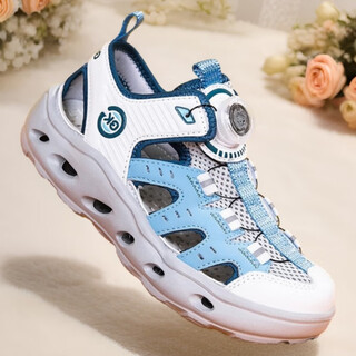 BKG儿童户外溯溪鞋2025夏季新款软底防滑男童排水洞洞鞋女童凉鞋 灰浅兰（旗舰版） 37