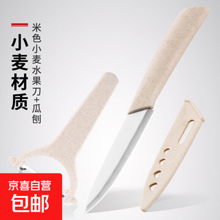不锈钢水果刀削皮刀两件套家用瓜果刀削皮器厨房多功能刨刀刮皮刀 刮皮刀+水果刀【两件套】