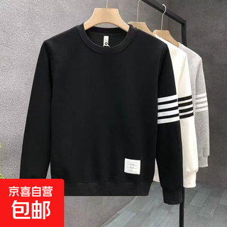 Kofiwo tb style back sailboat four-bar round neck casual sweatshirt autumn loose and versatile couple sweatshirt excellence-four-bar sweatshirt black (regular) xl (recommended 120-135jin jin equals within 0.5 kg)