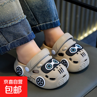Children's baotou sandals summer cartoon car indoor and outdoor non-slip soft bottom casual hole slippers for boys and girls khaki 24 160mm