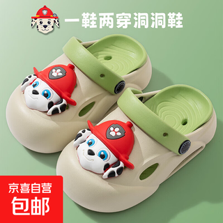 Paw paw team children's sandals boys summer baby croc shoes indoor kids sandals girls non-slip beach shoes light green furry 4386 19 inner length 19cm size 190 suitable for feet length 18cm