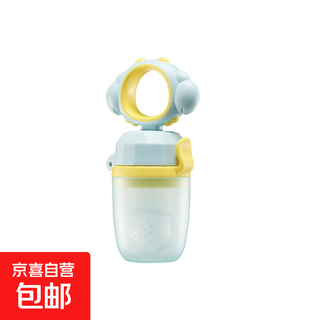 Baby food bite bag fruit and vegetable silicone extrusion molar stick teether baby eating fruit supplementary utensils for home use blue without base 1 pack