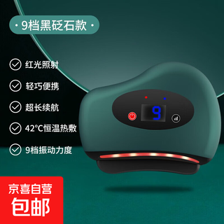 Bianstone scraping board to dredge meridians, electric scraping instrument, rechargeable smart facial lifting and shaving beauty instrument, luxury black bianstone-forest green, 9 levels of vibration + free 1 bottle of essential oil