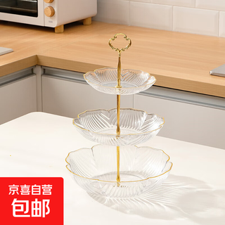 Multi-layer fruit plate, living room household candy plate, snack plate, beauty salon snack fruit plate ornament, thickened three-layer transparent white iron bracket