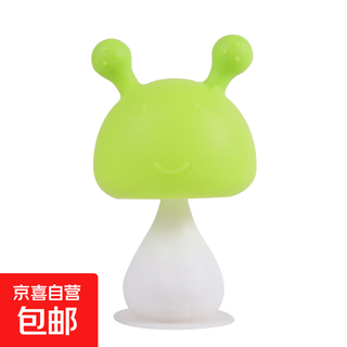 Infant teether teething stick, mother and baby soothing rattle toy, boilable mushroom rattle teether, green