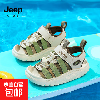Children's shoes, children's open-toed sandals, summer girls' wading shoes, 2025 new outdoor sandals, boys' beach shoes, bamboo green/khaki brown 26, inner length of the shoe is about 17.3cm