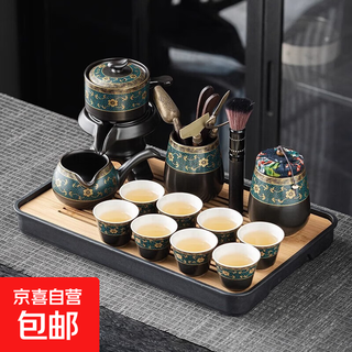 Lazy tea set for home drinking, anti-scalding teapot, ceramic kung fu teacup, stone-milled semi-automatic tea making artifact, 6 ancient rhyme teacups
