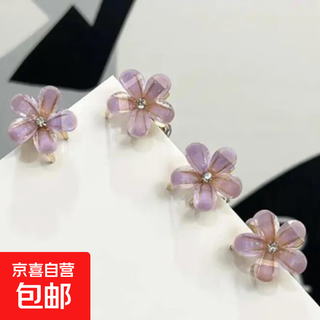 Korean hair clip new camellia clip small shark clip cute crystal bangs clip temperament hair clip hair accessory purple one