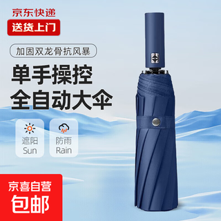 24 rib large double fully automatic sun umbrella for men and women 12k double rib dark blue