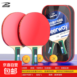 Delhui table tennis racket professional star high elasticity beginner adult children's table tennis racket horizontal and pen-hold set advanced 2 short-handled pen-hold rackets 3 balls + racket bag