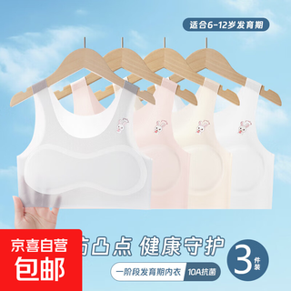 Girls' underwear vest-style development period anti-bulge primary school junior high school girls' bra seamless summer thin 3-piece (skin + pink + gray) k05 l 60-80jin jin equal to 0.5 kg