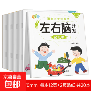 Children's left and right brain development stickers, toddler and baby potential development sticker books, concentration training educational toys, left and right brain development sticker books, 20 volumes, no specifications
