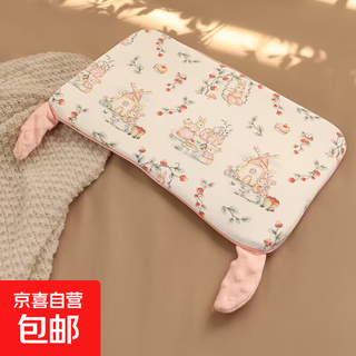 Baby pillow for babies over 6 months old, breathable, special comfort pillow for children aged 1-6 years old, washable and suitable for all seasons, 5-15 months old, pastoral rabbit, pillow height 1.5cm