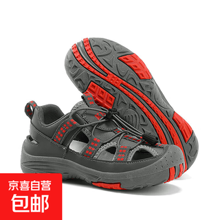 Children's sandals 2025 summer new style boys' sandals anti-slip and anti-collision children's toe-cap sandals medium and large children's sports sandals gray red upgraded version 38