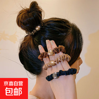 Korean high-end headband 2025 new exquisite large intestine hair band rubber band women's ponytail ball headband leather case hair band 4 pack