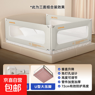 Avovoavovo children's bed fence anti-fall guardrail one side bed fence liftable crib guardrail bedside h12 punch-free simple white 1.5 meters single-sided installation