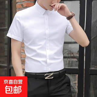 Ten thousand single repurchase summer thin short-sleeved men's white shirt versatile casual business professional formal top business short lining white 5xl recommended weight 160-180jin jin equals 0.5 kg