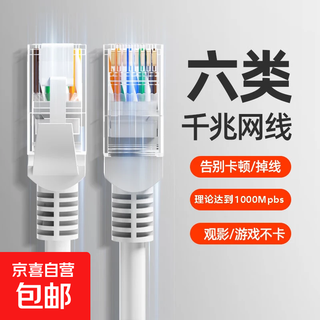 Category 6 gigabit network cable household finished network cable cat6 category cable computer broadband computer room router monitoring network cable 1/2/3/5/10/20/30 meter network cable gigabit transmission finished network cable gray 10 meters