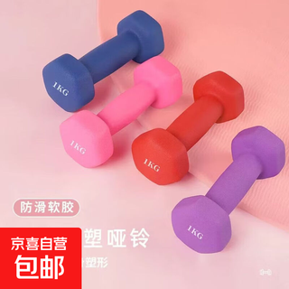 Plastic dipped dumbbell hexagonal dumbbell for women's home fitness slimming buttock training chest exercise training plasticity peach pink 2.5kg *2 pieces
