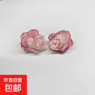 Non-pierced earrings, super fairy chiffon flowers, light luxury and high-end holiday style earrings 2024 new popular earrings for women, ear clips - gold - pink