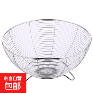 New stainless steel fruit washing and draining basket multifunctional kitchen basket round vegetable washing basket draining basin 26cm fruit basket