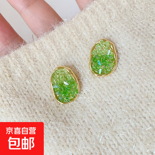 S925 silver needle sea crystal earrings 2023 new style fresh and simple earrings niche design earrings for women green