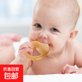 Cartoon hat bear teether baby anti-eating hand teether nano silver silicone teether baby chew fun toy nano silver-contact type teether 1 piece storage + anti-chain drop-food grade silicone-q-blastic good bite