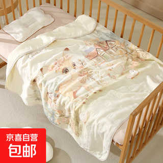 Children's quilt, blanket and bath towel, pure cotton type a, newborn baby bath blanket, pure cotton six-layer gauze, rose fawn 110x110cm 1 pack