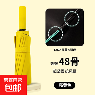 Sun umbrella 48-bone folding automatic umbrella for women, sunny or rainy, logo advertising sun protection for men and women, 48 double ribs + double tailbone, bright yellow