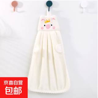Cartoon hand towel thickened hanging towel kitchen children's hand wipe absorbent bathroom household cute piggy drying hand towel white-1 pack no specifications