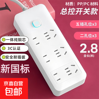 Jingdong logistics home smart power strip meter household usb socket board power strip multi-function switch power strip power strip 21 holes 6 sockets 2.8 meters