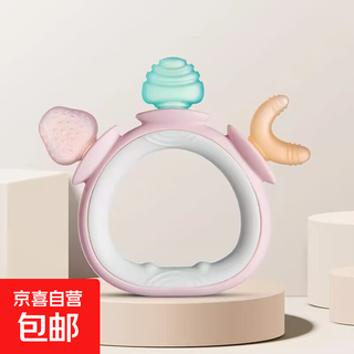 Baby silicone ring-shaped molar stick chewing gel for small-month-old babies anti-eating hand training hand grip oral teething gel pink
