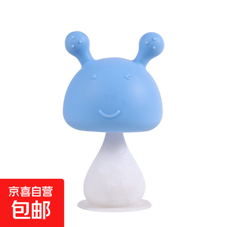 Infant teether chewing molar stick mother and baby soothing rattle toy can boil small mushroom rattle teether blue