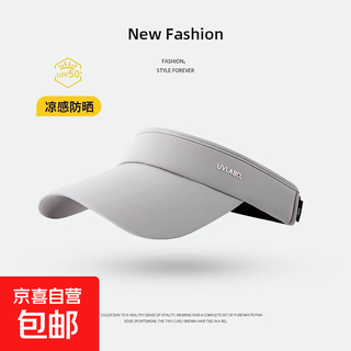 Japan uv running empty top hat for women's sports travel large brim ice silk cool topless peaked cap for men's brim cycling light gray
