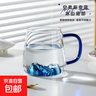 Green tea guanshan cup with creative colorful handle, household high borosilicate glass tea cup, high-looking internet celebrity water cup, jianshan cup single cup - blue handle