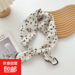 Pure cotton 70cm small square scarf, fresh and breathable, soft artistic decorative small silk scarf for women in spring and summer, versatile floral scarf for women qm7018-dandian floral rice 68*68cm