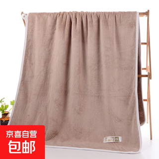Thickened coral velvet bath towel absorbs water and does not shed lint for home use 80*150cm camel 660g