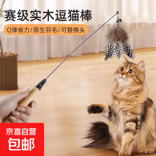 Jingdong express cfa competition grade wooden handle spring tassel cat teasing stick self-entertainment and boredom relief toy with replaceable feathers 1