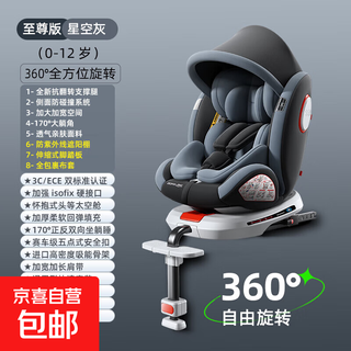 Child safety seat for car baby newborn baby car rotatable portable simple large angle sitting and lying starry sky gray - footrest + sunshade