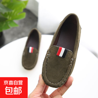 Children's peas shoes men's 2021 breathable spring and autumn new style slip-on single shoes for boys lazy soft sole leather shoes green 21