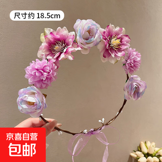Super fairy garland headband headband girl princess forest simulation rattan flower headband cute girl head flower 4# flower garland--purple garland