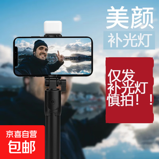 自拍杆便携拍照支架迷你款手握蓝牙遥控旅旅行自拍杆 单补光灯