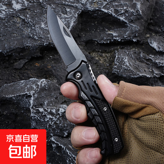 不锈钢迷你折叠刀高硬度防身快递水果刀户外工具烧烤刀 龙鳞黑色1把