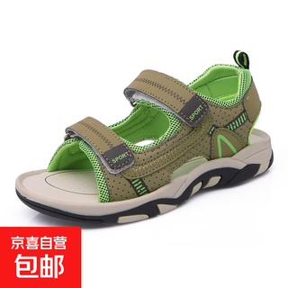 Boys' sandals summer new children's shoes children's sandals beach shoes for primary and secondary school students 218 brown green 33
