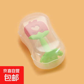 New baby fruit teether, baby teething stick, fruit silicone bite, hole teether with storage box, apple + storage box