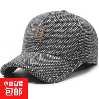Winter leisure winning baseball cap middle-aged and elderly autumn and winter hat warm ear protection cotton hat outdoor sports peaked cap gray adjustable