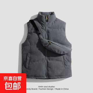 American retro down cotton vest men's and women's winter loose sleeveless vest warm vest jacket gray 2xl recommended 150-165 jin jin equals 0.5 kg
